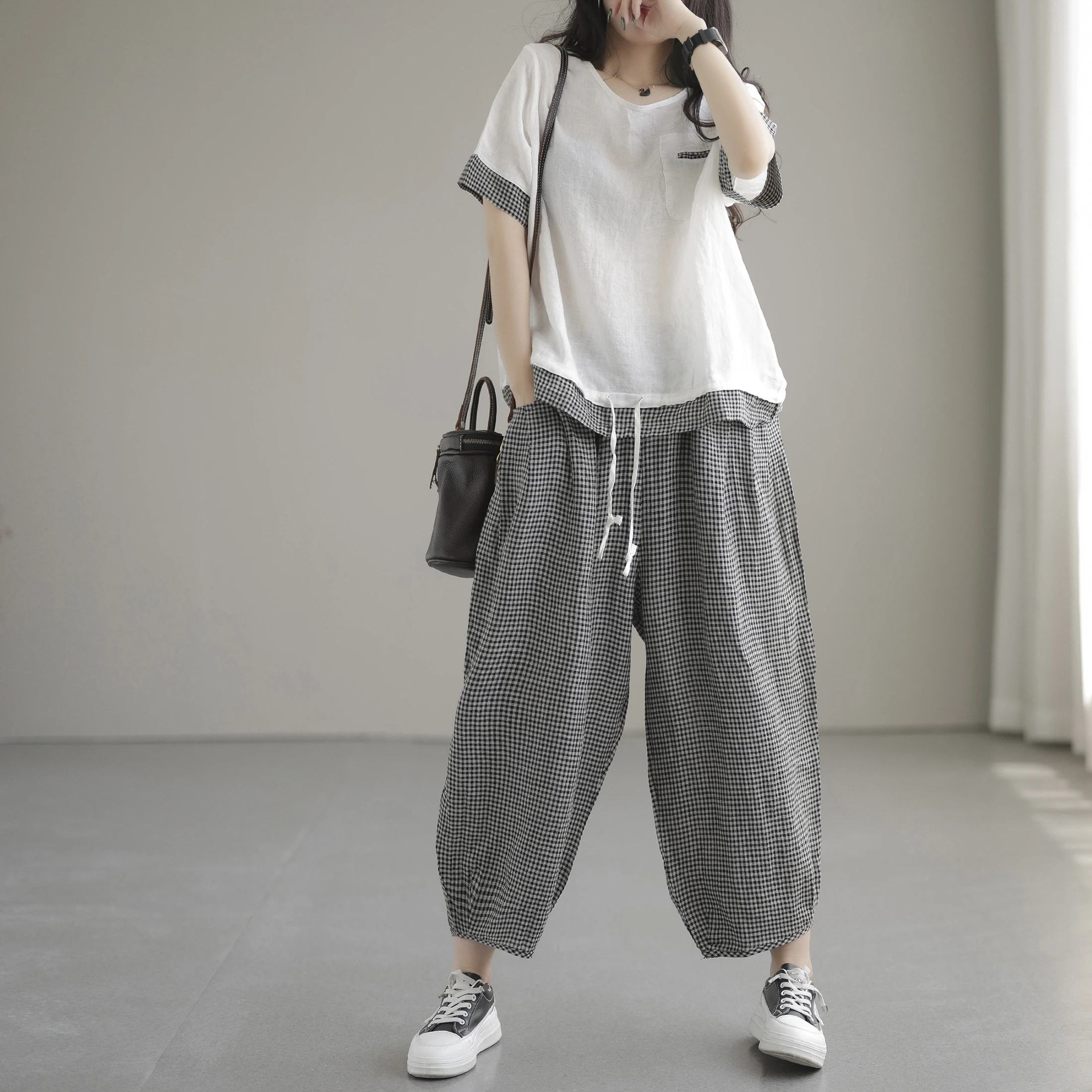 Винтажная лоскутная свободная футболка и брюки Харлан, комплект из двух предметов, женский модный наряд больших размеров, летний сезонный льняной материал
Винтажная лоскутная свободная футболка и брюки Харлан, комплект из двух предметов, женский модный наряд больших размеров, летний сезонный льняной материал