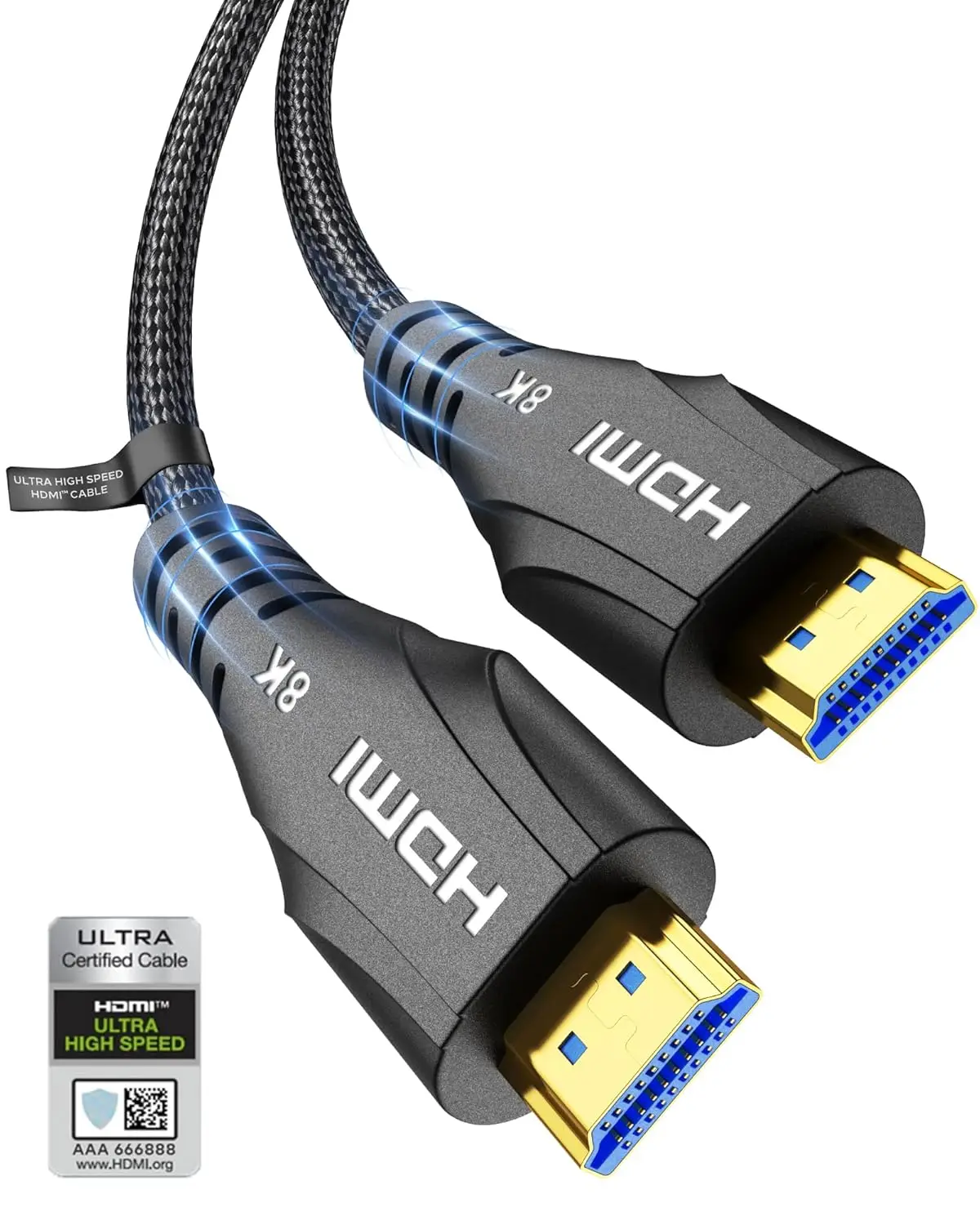 8K HDMI Cable 15FT - 48Gbps Ultra High Speed, Braided Cord, 8K@60Hz 4K@120Hz eARC HDR, Compatible with HDTV/PS5
8K HDMI Cable 15FT - 48Gbps Ultra High Speed, Braided Cord, 8K@60Hz 4K@120Hz eARC HDR, Compatible with HDTV/PS5