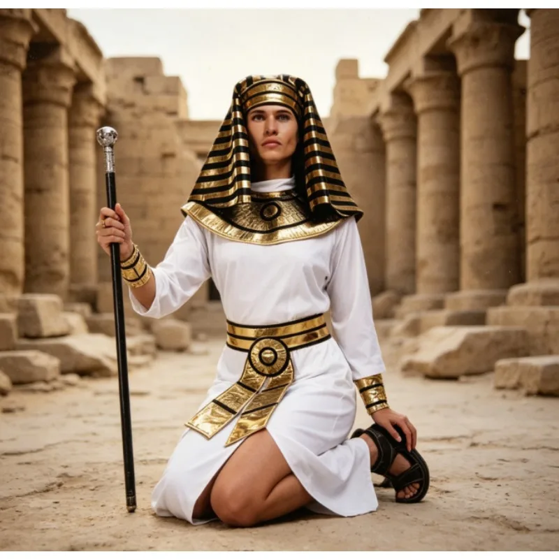 Men's Egyptian Pharaoh Costume Gold Tunic King of Egypt Robe with Collar & Scepter Halloween Cosplay Stage Performance
Men's Egyptian Pharaoh Costume Gold Tunic King of Egypt Robe with Collar & Scepter Halloween Cosplay Stage Performance