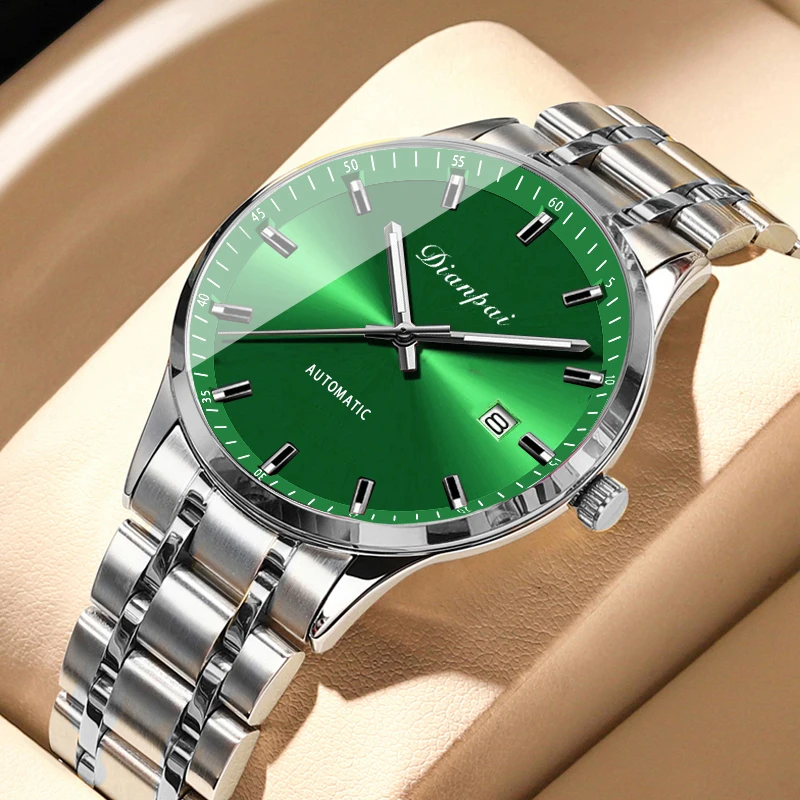 Dianpai Men's Fully Automatic Mechanical Watch Stainless Steel Calendar Men's Night Light Waterproof Business Green Face Watch
Dianpai Men's Fully Automatic Mechanical Watch Stainless Steel Calendar Men's Night Light Waterproof Business Green Face Watch