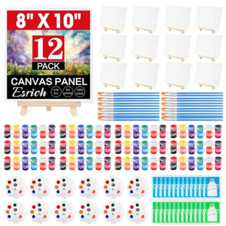Pack 8x10 Canvas and Easel Set, Mini Acrylic Paint, Paint Brushes, Palettes, Aprons, Painting Kits for Adults Couples Friends D
Pack 8x10 Canvas and Easel Set, Mini Acrylic Paint, Paint Brushes, Palettes, Aprons, Painting Kits for Adults Couples Friends D