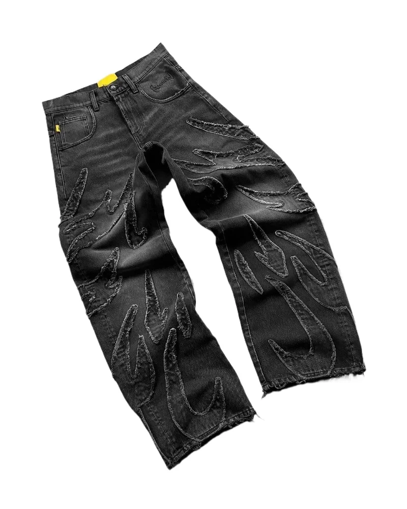 Streetwear Fashion Retro Hip Op Flame Embroidery Loose High Waisted Men Jeans Female Y2K New Harajuku Gothic Wide Leg Pants
Streetwear Fashion Retro Hip Op Flame Embroidery Loose High Waisted Men Jeans Female Y2K New Harajuku Gothic Wide Leg Pants