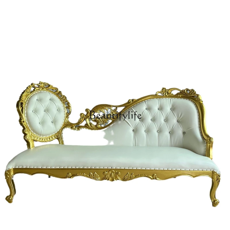 European-style solid wood carving leather art concubine chair luxury villa European-style living room
European-style solid wood carving leather art concubine chair luxury villa European-style living room