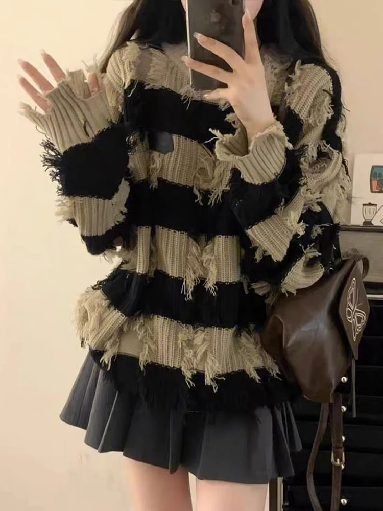 Tassel Striped Sweater Women Autumn Winter Casual Loose Knitted Pullover Female Japanese Harajuku Hip Hop Vintage Y2k Streetwear
Tassel Striped Sweater Women Autumn Winter Casual Loose Knitted Pullover Female Japanese Harajuku Hip Hop Vintage Y2k Streetwear