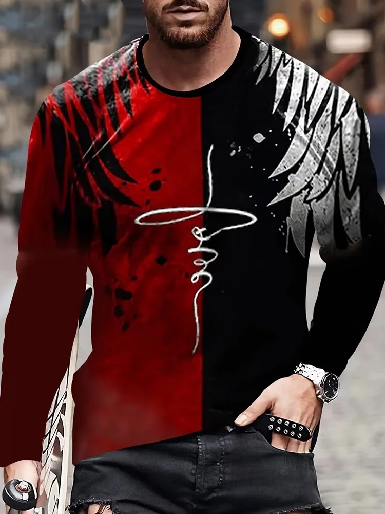 Spring Autumn Letter Men's Long Sleeve T-shirt O-neck Bottom Tops 3D Color Blocked Printed Comfortable Breathable Men Clothing 
Spring Autumn Letter Men's Long Sleeve T-shirt O-neck Bottom Tops 3D Color Blocked Printed Comfortable Breathable Men Clothing