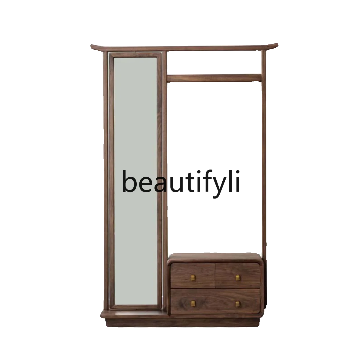 New Chinese black walnut solid wood coat rack with mirror rotating floor fitting mirror, storage bedroom hanger
New Chinese black walnut solid wood coat rack with mirror rotating floor fitting mirror, storage bedroom hanger