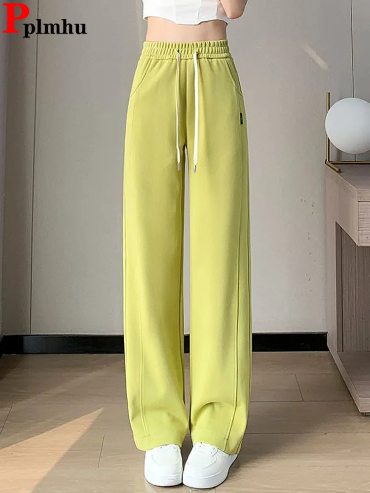 Candy Color Loose Lace Up Straight Pants Women Casual Elastic High Waist Pantalones Spring Fall Korean Fashion Solid Sweatpants
Candy Color Loose Lace Up Straight Pants Women Casual Elastic High Waist Pantalones Spring Fall Korean Fashion Solid Sweatpants