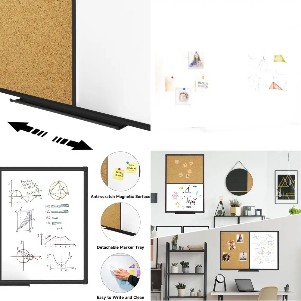 48x36 Magnetic Whiteboard Combo with Corkboard, Black Frame, 10 Push Pins, Marker Tray
48x36 Magnetic Whiteboard Combo with Corkboard, Black Frame, 10 Push Pins, Marker Tray