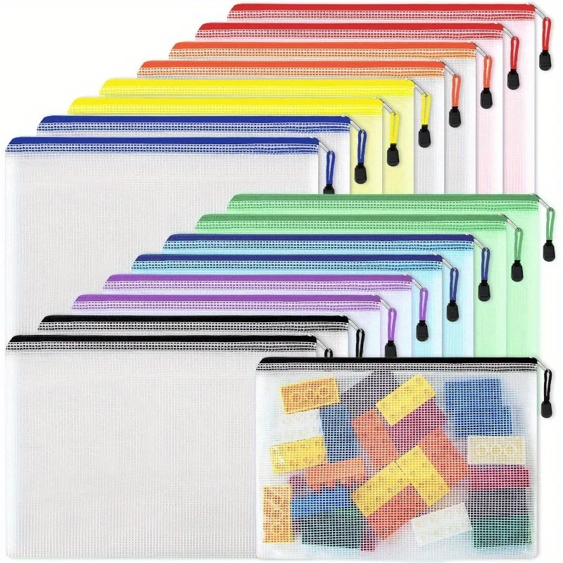6/16Pcs Multi Size A4 Mesh Zipper File Bags Document Storage Pouches for School Office Travel
6/16Pcs Multi Size A4 Mesh Zipper File Bags Document Storage Pouches for School Office Travel