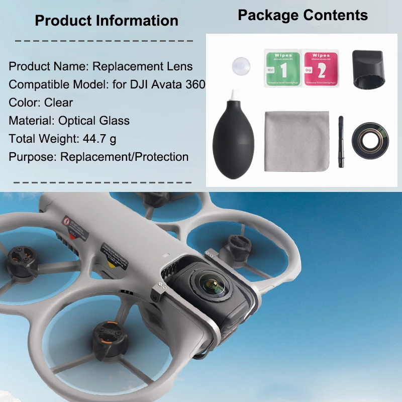 For DJI Avata 360 Drone Replacement Lens, Optical Glass High Transparency Anti-Scratch Cover with Install Kit
For DJI Avata 360 Drone Replacement Lens, Optical Glass High Transparency Anti-Scratch Cover with Install Kit