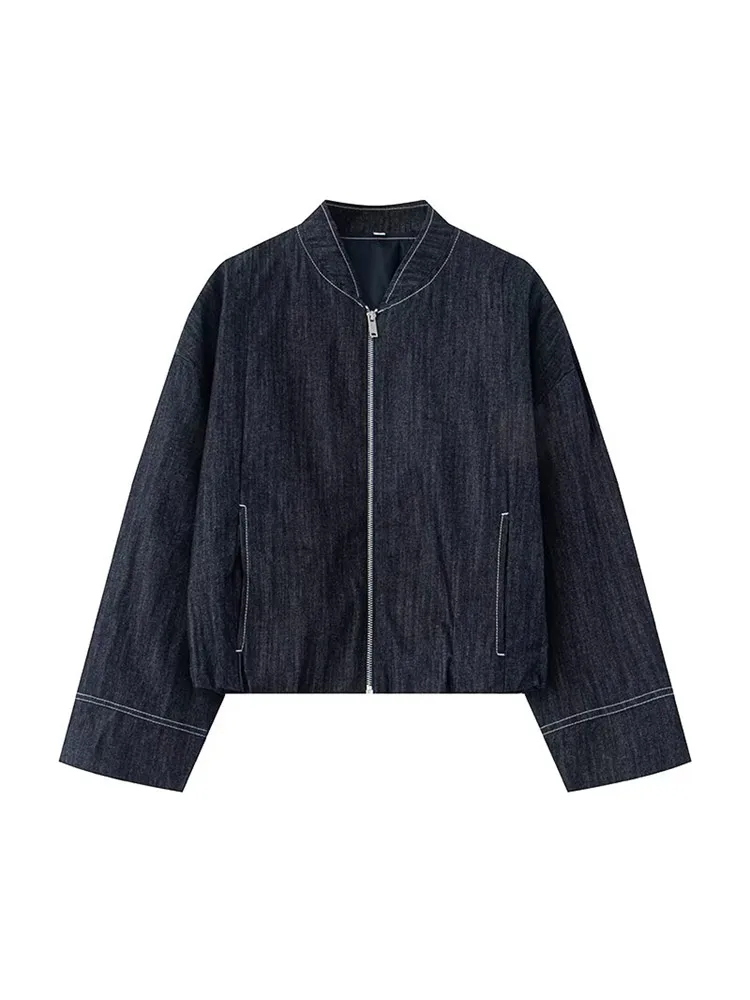 Casual Solid Denim Jacket For Women Fashion V-neck Long Sleeves Single Zipper Loose Tops With Pocket 2025 Lady Daily Streetwear
Casual Solid Denim Jacket For Women Fashion V-neck Long Sleeves Single Zipper Loose Tops With Pocket 2025 Lady Daily Streetwear