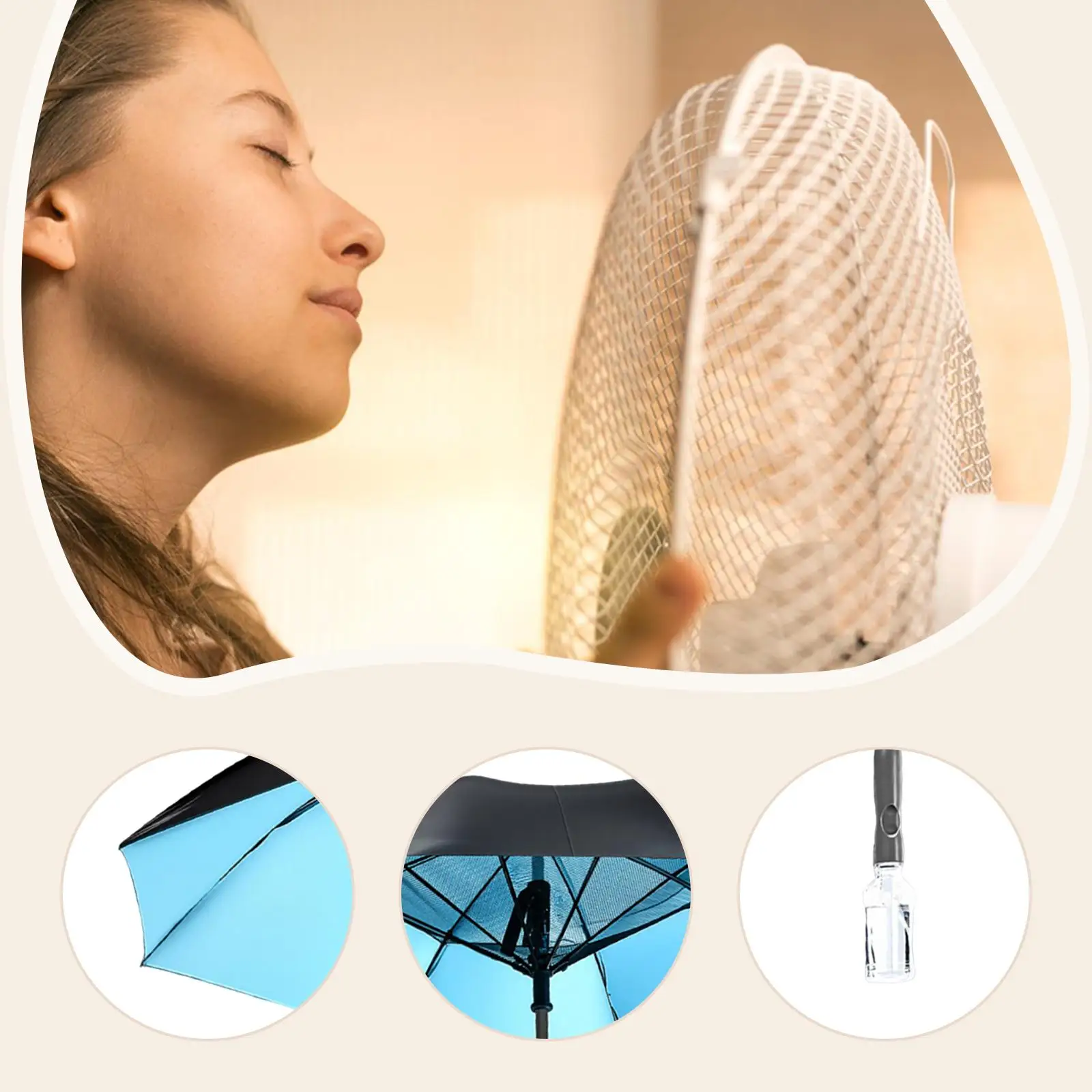 Sun Umbrella with Fan Misting Accessories for Sand Hot Summer Outdoor Activities
Sun Umbrella with Fan Misting Accessories for Sand Hot Summer Outdoor Activities