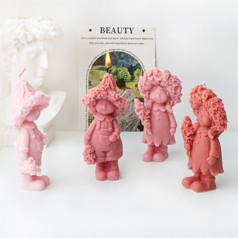 Lavender Girl Boy Silicone Candle Mold Holding Flower Statue Ornaments Scented Resin Mould Handmade Crystal Epoxy Casting Tool
Lavender Girl Boy Silicone Candle Mold Holding Flower Statue Ornaments Scented Resin Mould Handmade Crystal Epoxy Casting Tool