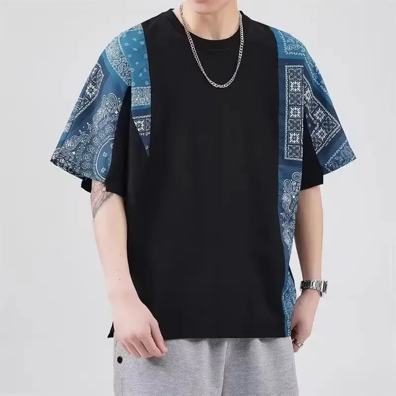 Ethnic Retro Patchwork Short Sleeved T-shirts for Men and Women Oversize Summer Loose Casual Personality Couple Costume Y2K Top
Ethnic Retro Patchwork Short Sleeved T-shirts for Men and Women Oversize Summer Loose Casual Personality Couple Costume Y2K Top