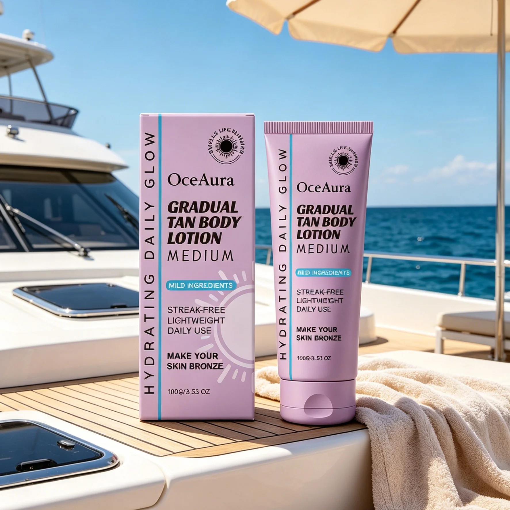 OceAura Sun Tanning Cream Long Lasting Gradual Medium Bronze Glow Body Tanning Accelerator Lightweight Self Tanning Lotion 100g
OceAura Sun Tanning Cream Long Lasting Gradual Medium Bronze Glow Body Tanning Accelerator Lightweight Self Tanning Lotion 100g
