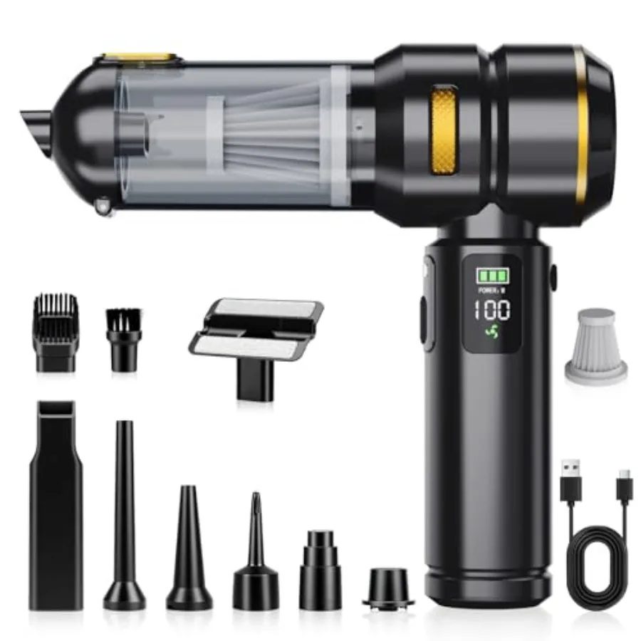 Portable Cordless Handheld Vacuum Cleaner for CarSmart Display Dual-Mode:Suction and Blowing 3 Adjustable Suction Power Levels
Portable Cordless Handheld Vacuum Cleaner for CarSmart Display Dual-Mode:Suction and Blowing 3 Adjustable Suction Power Levels