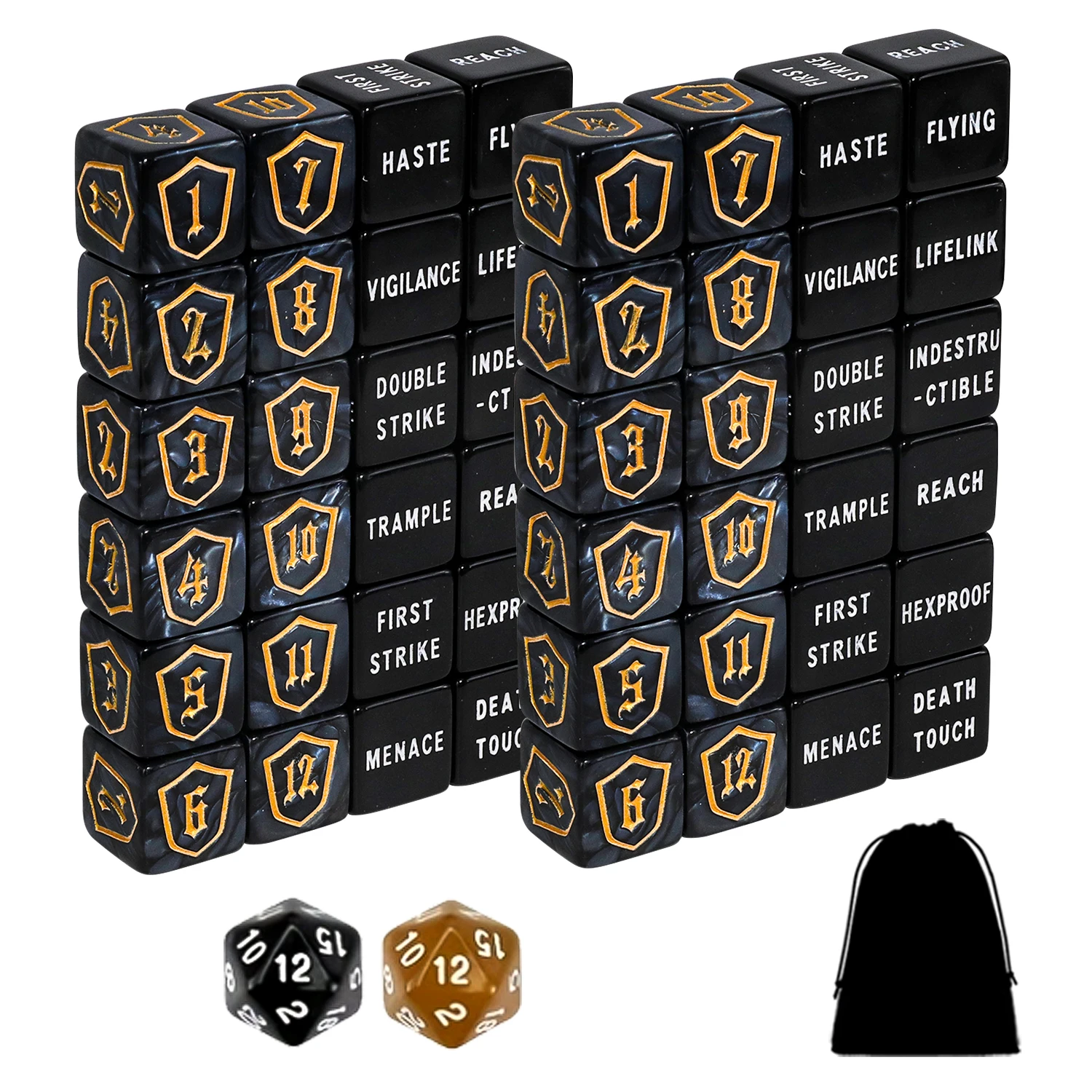 Набор из 50 кубиков для ролевых игр: черные кубики с ключевыми словами способностей, D6, 50 штук, для MTG и DND
Набор из 50 кубиков для ролевых игр: черные кубики с ключевыми словами способностей, D6, 50 штук, для MTG и DND