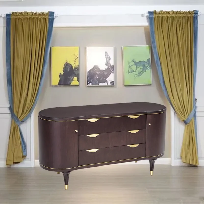 American semi-circular arc entrance cabinet with drawers villa light luxury living room home shoe cabinet
American semi-circular arc entrance cabinet with drawers villa light luxury living room home shoe cabinet