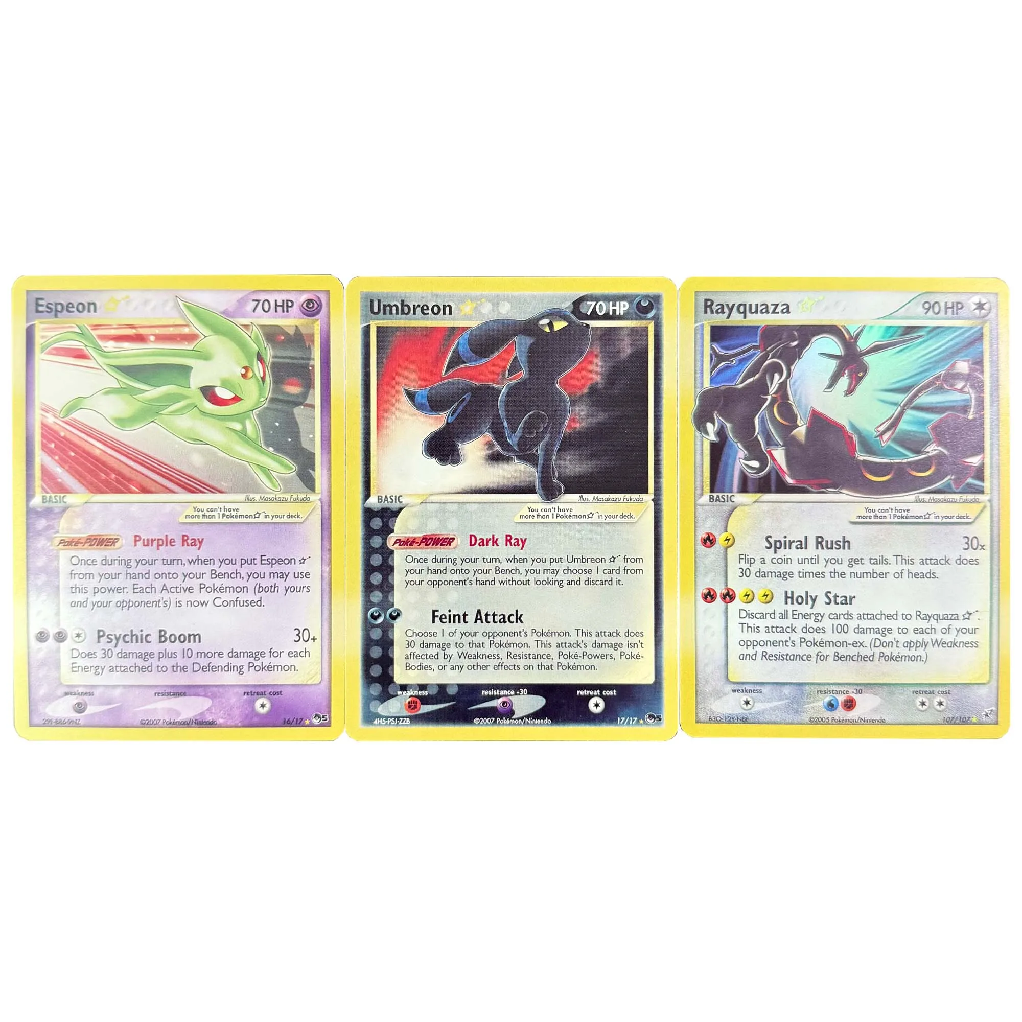 3 шт./компл. Diy Self Made Ptcg английская версия Star Card Umbreon Collection Card Color Flash Ptcg Rayquaza аниме-карта подарочные игрушки
3 шт./компл. Diy Self Made Ptcg английская версия Star Card Umbreon Collection Card Color Flash Ptcg Rayquaza аниме-карта подарочные игрушки
