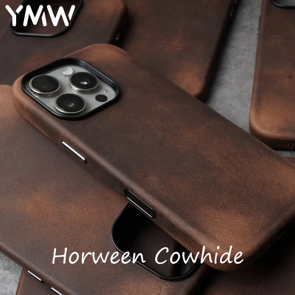YMW Horween Genuine Leather Case for iPhone 15 16 Pro Max Luxury Business Cowhide Phone Cover
YMW Horween Genuine Leather Case for iPhone 15 16 Pro Max Luxury Business Cowhide Phone Cover