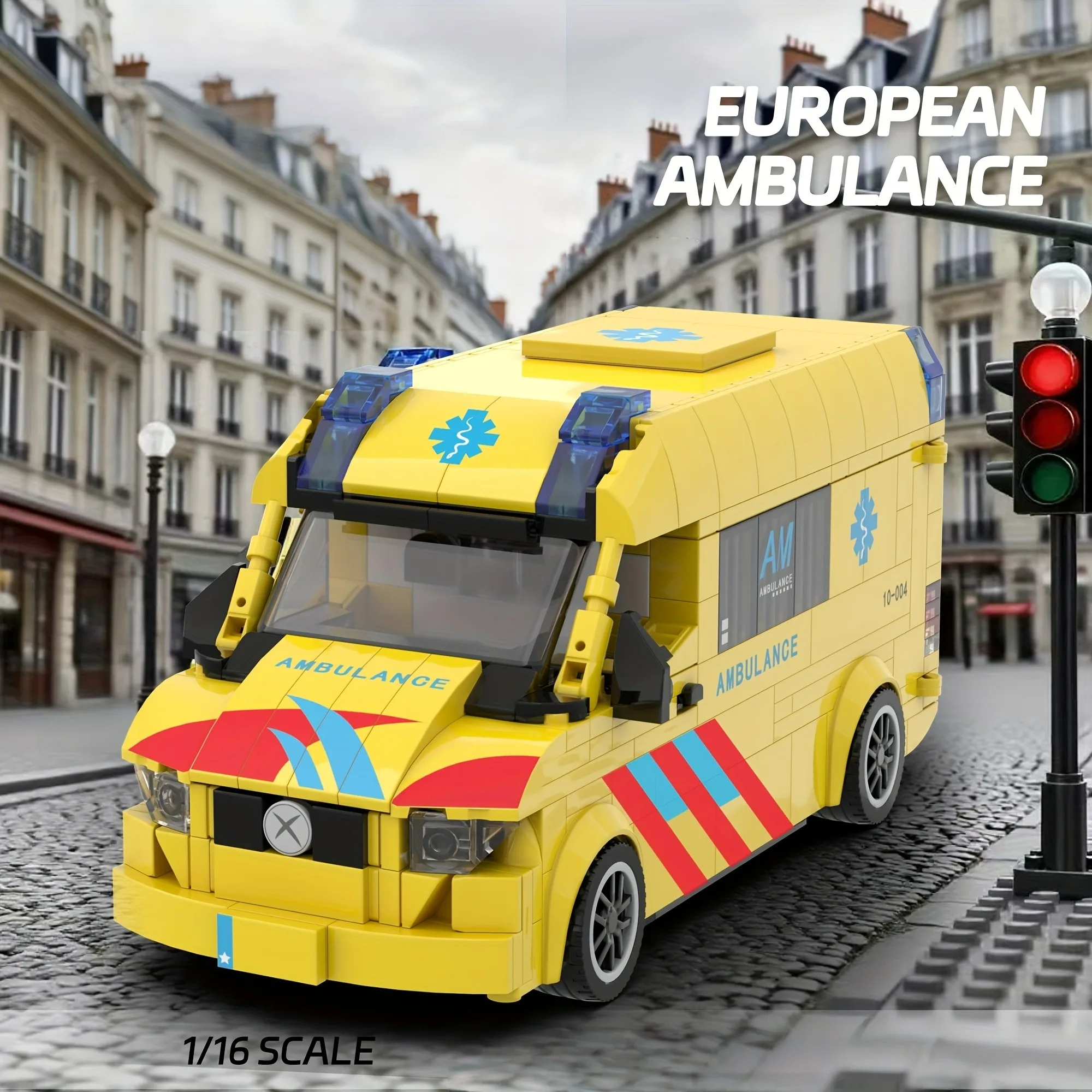 American-style ambulance building block set, 1:16 scale building block vehicle model, a collectible desktop decoration for build
American-style ambulance building block set, 1:16 scale building block vehicle model, a collectible desktop decoration for build