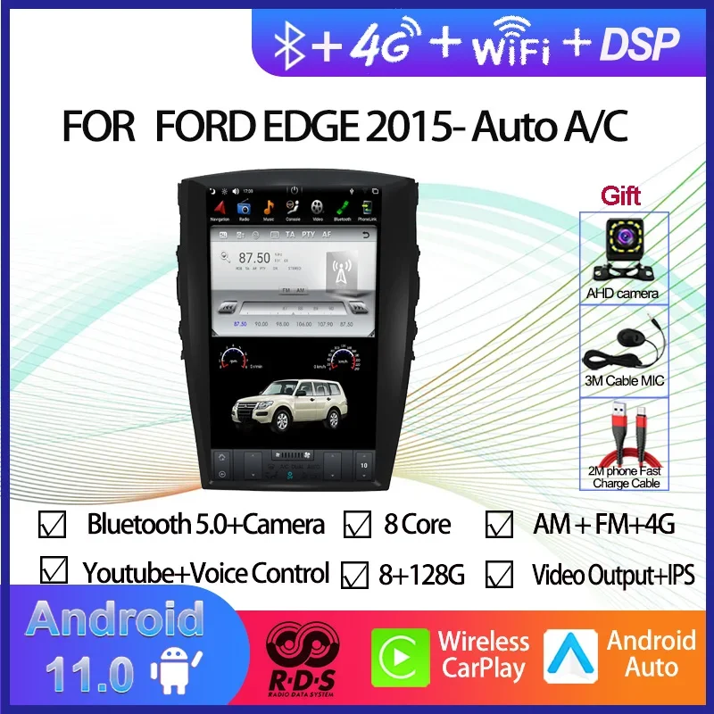 Автомобильный GPS-навигатор для FORD EDGE 2015-автоматический кондиционер Android 11, Tesla Style, авторадио, стерео мультимедийный плеер
Автомобильный GPS-навигатор для FORD EDGE 2015-автоматический кондиционер Android 11, Tesla Style, авторадио, стерео мультимедийный плеер