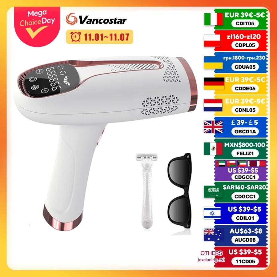 Cooling Laser Epilator for Women Men 999900 Flash Touch lPL Hair Remover for Ladies 2 Options Bikini Trimmer Free Shipping
Cooling Laser Epilator for Women Men 999900 Flash Touch lPL Hair Remover for Ladies 2 Options Bikini Trimmer Free Shipping