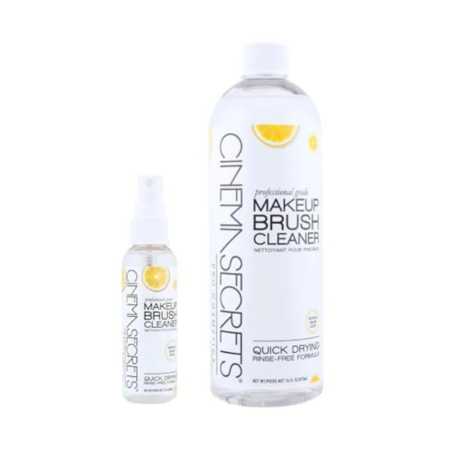 CINEMA SECRETS Original Makeup Brush Cleaner Solution and Spray Combo - Professional Cleanser for Makeup Brushes - Quick-Drying
CINEMA SECRETS Original Makeup Brush Cleaner Solution and Spray Combo - Professional Cleanser for Makeup Brushes - Quick-Drying