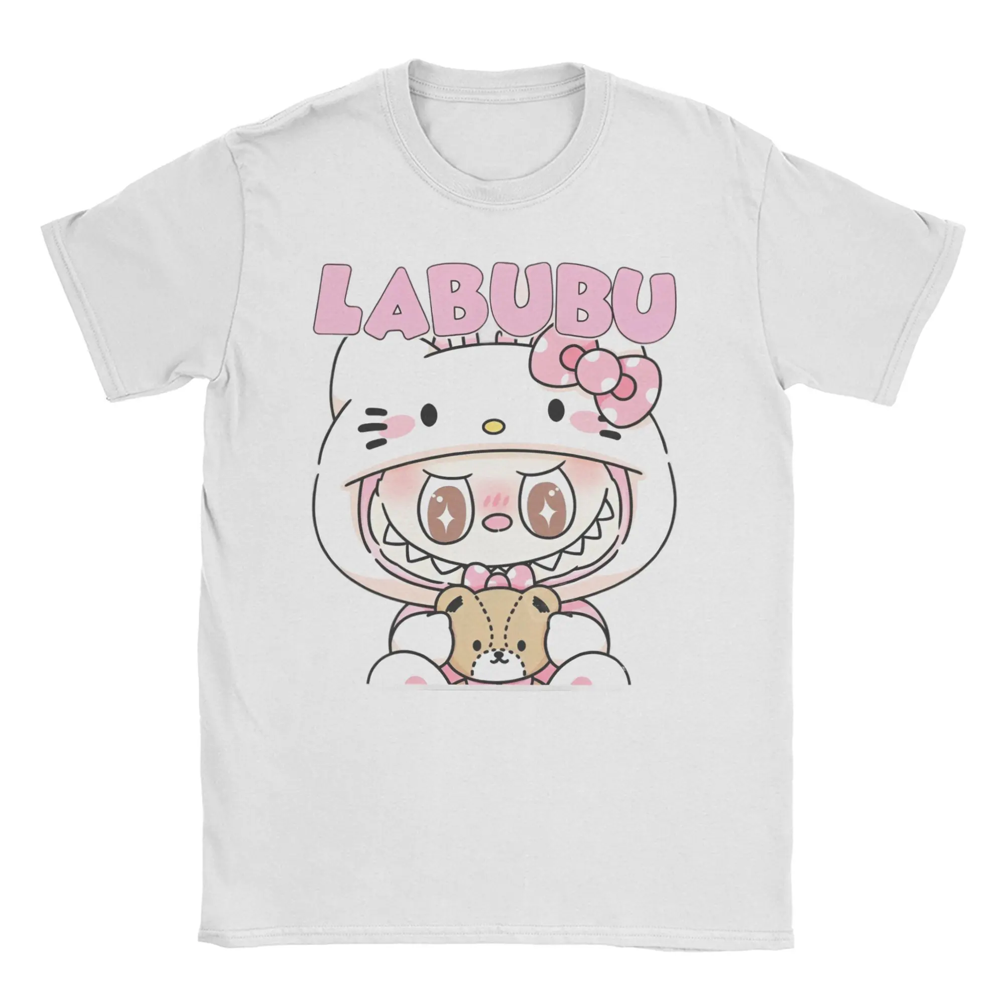 Мужская и женская футболка с графическим принтом Labubu Hello Kitty, футболки из чистого хлопка, одежда
Мужская и женская футболка с графическим принтом Labubu Hello Kitty, футболки из чистого хлопка, одежда