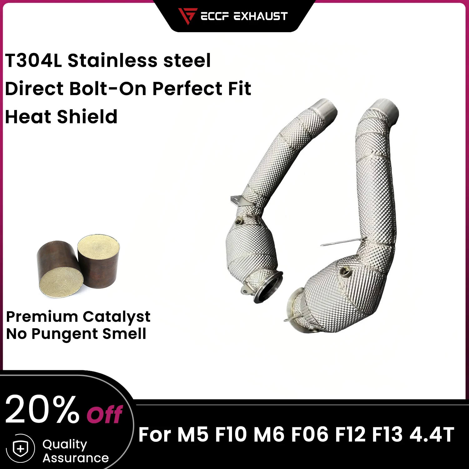 ECCF Sports Downpipe With Heat Shield For BMW M5 F10 M6 F06 F12 F13 4.4T Aggressive Exhaust Sound High Flow Performance Upgrade
ECCF Sports Downpipe With Heat Shield For BMW M5 F10 M6 F06 F12 F13 4.4T Aggressive Exhaust Sound High Flow Performance Upgrade