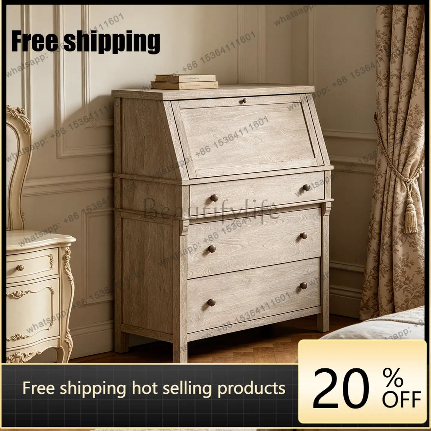 LD33 French retro solid wood folding chest cabinet multi-functional desk household locker
LD33 French retro solid wood folding chest cabinet multi-functional desk household locker