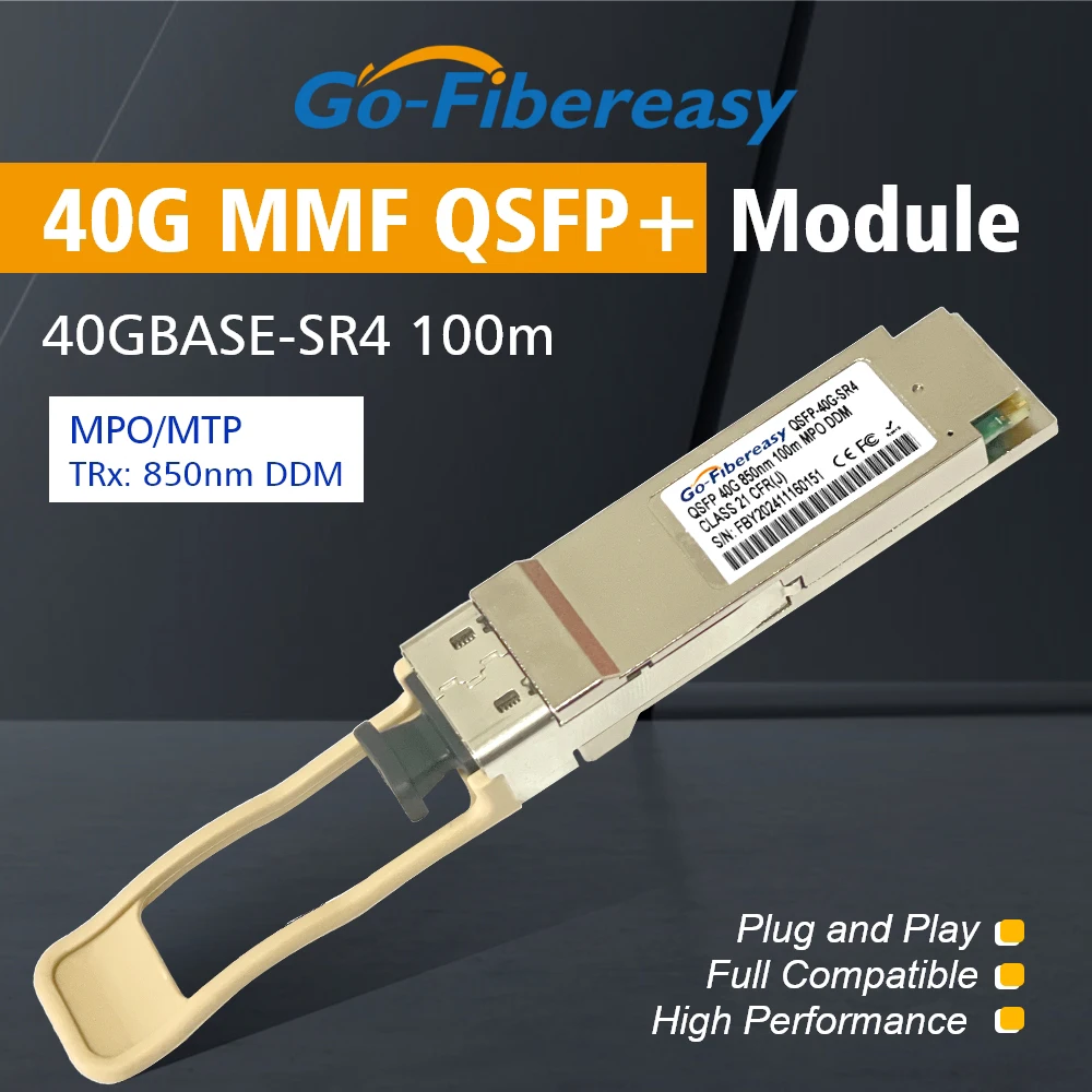 QSFP 40G 100m SR4 MPO Optical Transceiver Module QSFP+ 850nm 40GBASE-SR4 Compatible For Mellanox/Mikrotik/Cisco Fiber Switch
QSFP 40G 100m SR4 MPO Optical Transceiver Module QSFP+ 850nm 40GBASE-SR4 Compatible For Mellanox/Mikrotik/Cisco Fiber Switch