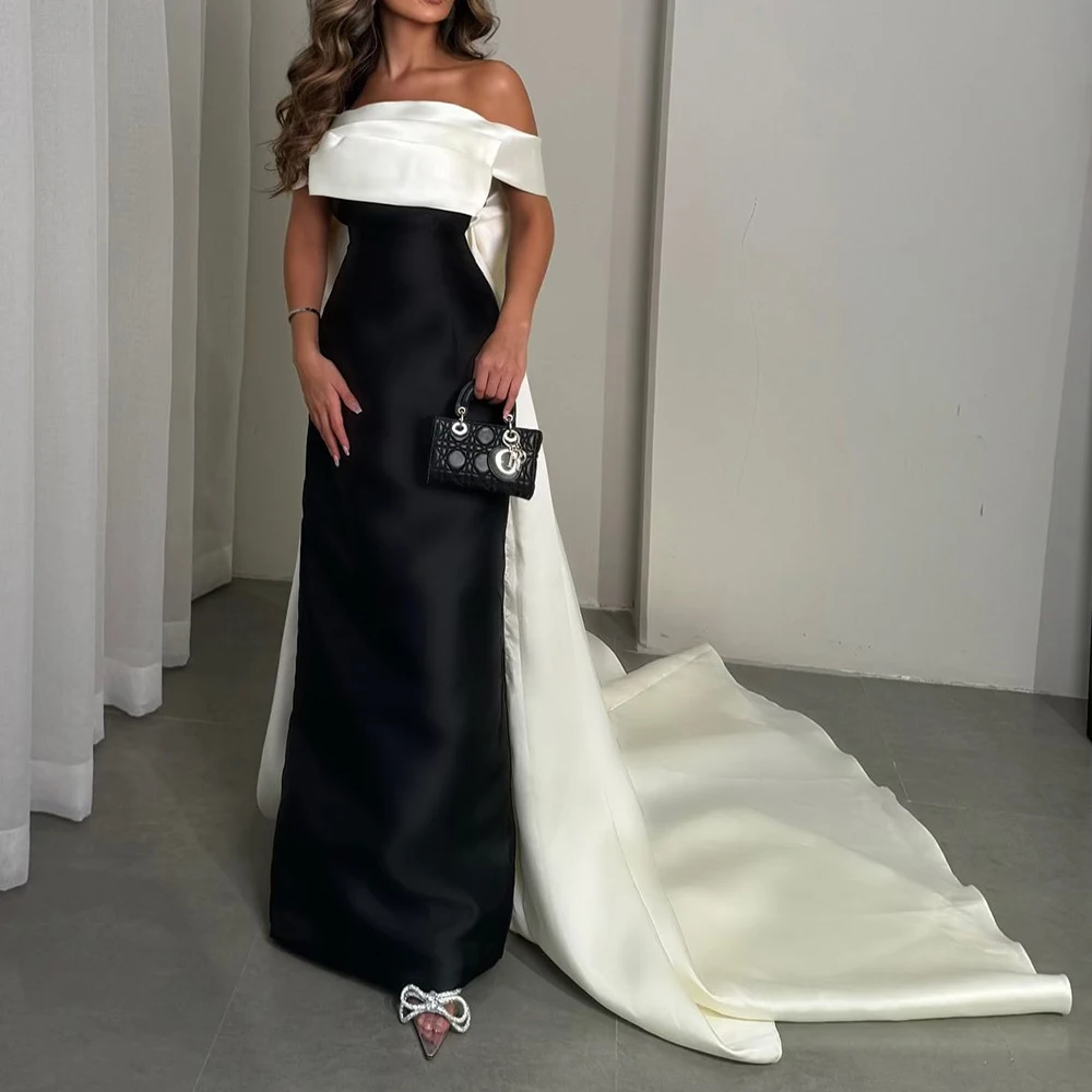 Customized Formal Pleats Bow Panel Train Off the Shoulder Short Sleeves Evening Dresses Elegant Straight Satin Party Gowns فساتي
Customized Formal Pleats Bow Panel Train Off the Shoulder Short Sleeves Evening Dresses Elegant Straight Satin Party Gowns فساتي