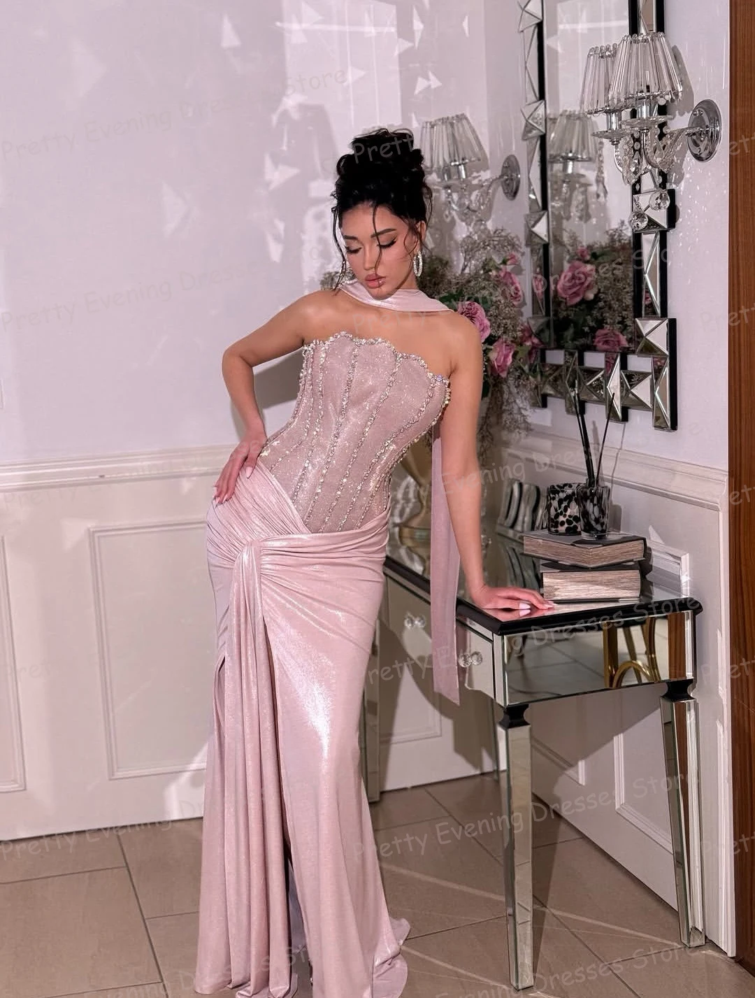 Luxury Sexy Shiny Evening Dresses Mermaid Women's Sequined Prom Gowns Sleeveless High Split Party Vestidos De Noche Customized
Luxury Sexy Shiny Evening Dresses Mermaid Women's Sequined Prom Gowns Sleeveless High Split Party Vestidos De Noche Customized