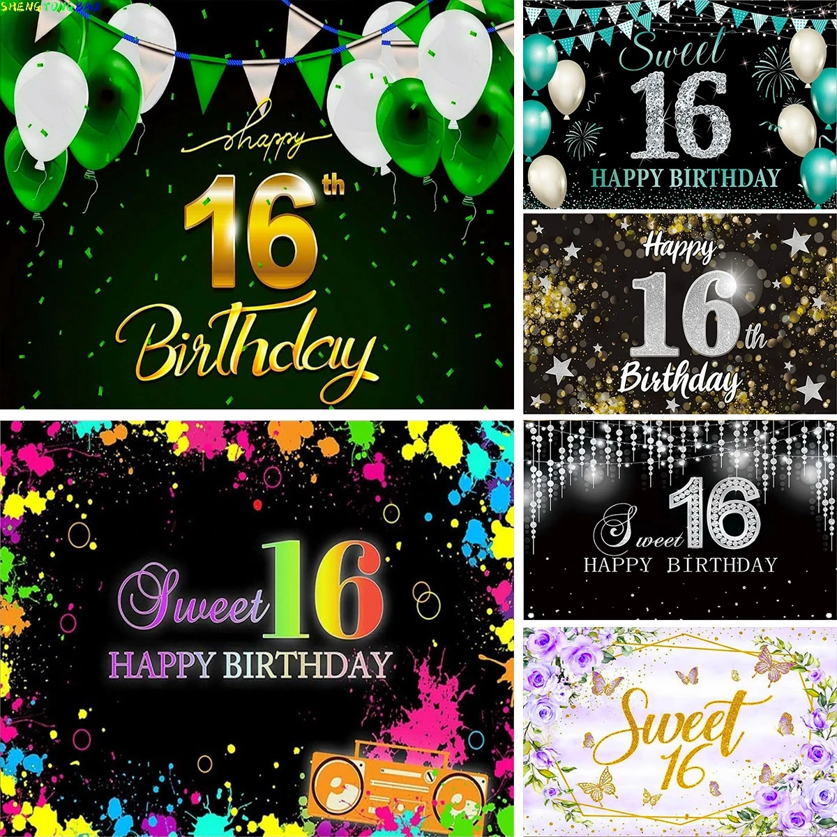 Happy 16th Birthday Party Decoration Backdrop Banner 16 Years Old Red Black Balloon Diamonds Photography Background for Girls
Happy 16th Birthday Party Decoration Backdrop Banner 16 Years Old Red Black Balloon Diamonds Photography Background for Girls