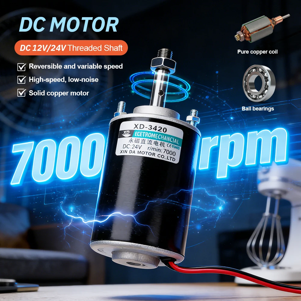 XD-3420 High Speed DC Motor 12V 24V 30W Reversible Low Noise Permanent Magnet Motor with Threaded Shaft for Medical Devices
XD-3420 High Speed DC Motor 12V 24V 30W Reversible Low Noise Permanent Magnet Motor with Threaded Shaft for Medical Devices