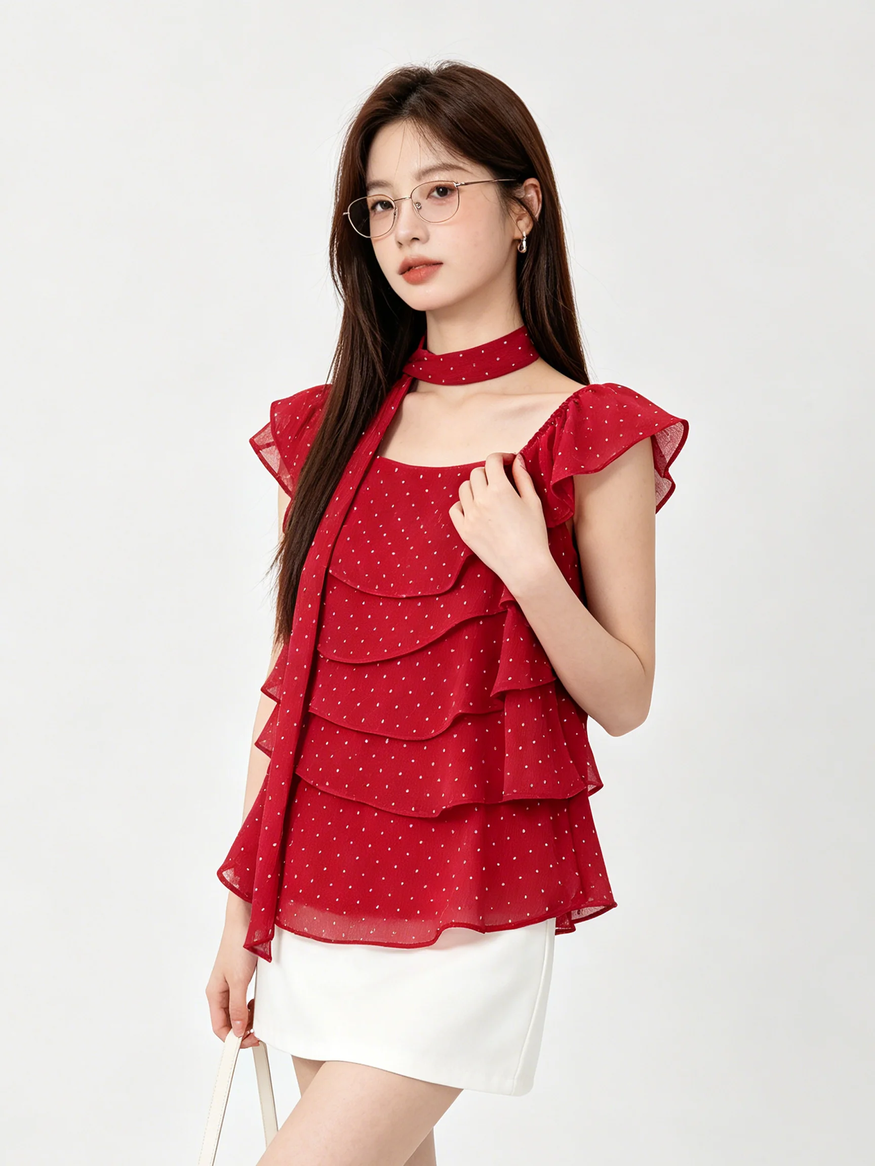 Summer New Polka Dot Fly Sleeve Shirt Skin-friendly Lace Design Anti-aging Slimming Short Sleeve Women's Korean Style Loose Fit
Summer New Polka Dot Fly Sleeve Shirt Skin-friendly Lace Design Anti-aging Slimming Short Sleeve Women's Korean Style Loose Fit
