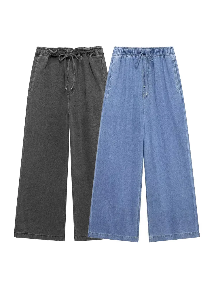 TRAFZA Autumn Female Denim Trouser Fashion Trend Loose Straight Jeans Women's Women Drawstring Denim Wide Leg Long Pant Mujer
TRAFZA Autumn Female Denim Trouser Fashion Trend Loose Straight Jeans Women's Women Drawstring Denim Wide Leg Long Pant Mujer