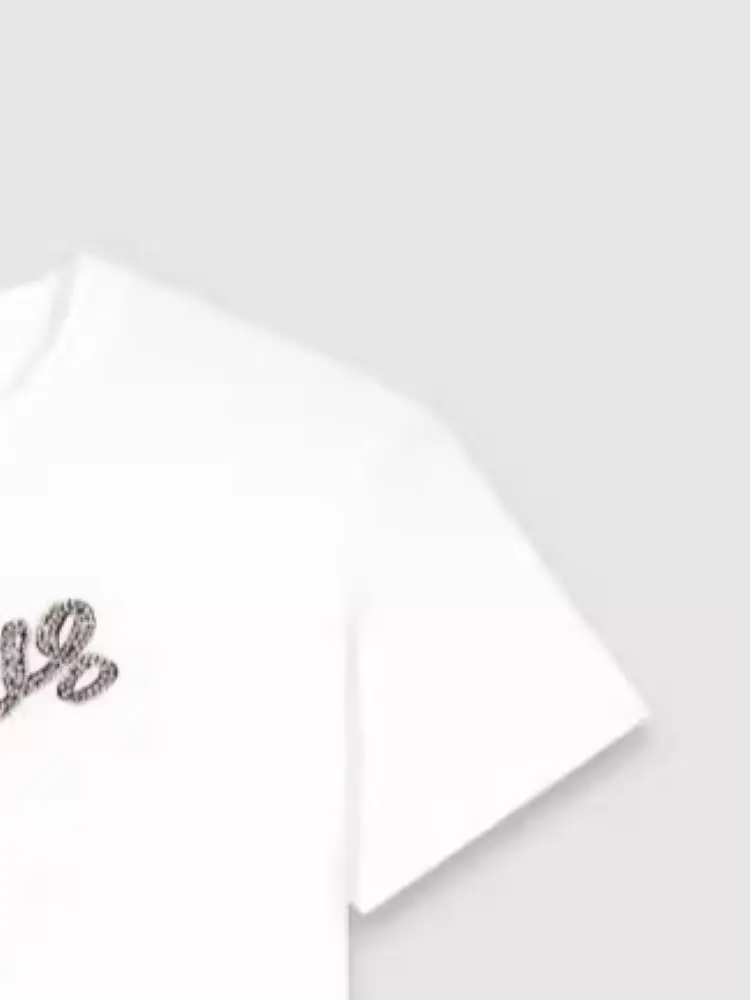 Letter Hot Diamond Women White T-Shirt Round Neck Short Sleeve Casual 2024 Summer Tee Tops
Letter Hot Diamond Women White T-Shirt Round Neck Short Sleeve Casual 2024 Summer Tee Tops