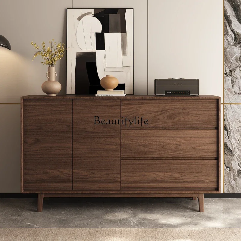 All solid wood dining side tea cabinet small apartment walnut retro entrance cabinet
All solid wood dining side tea cabinet small apartment walnut retro entrance cabinet