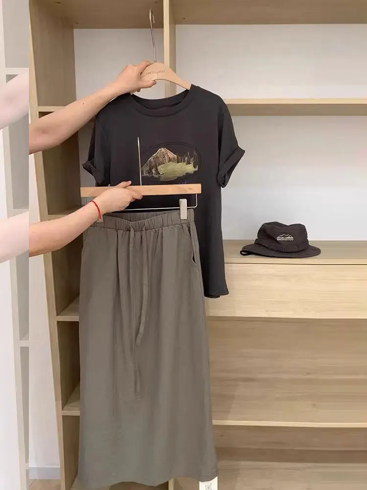 Summer Fashion plus Size Casual Short Sleeve Slimming Half Skirt Two Piece Set High Waist A-Line Skirt Korean Style Commute
Summer Fashion plus Size Casual Short Sleeve Slimming Half Skirt Two Piece Set High Waist A-Line Skirt Korean Style Commute