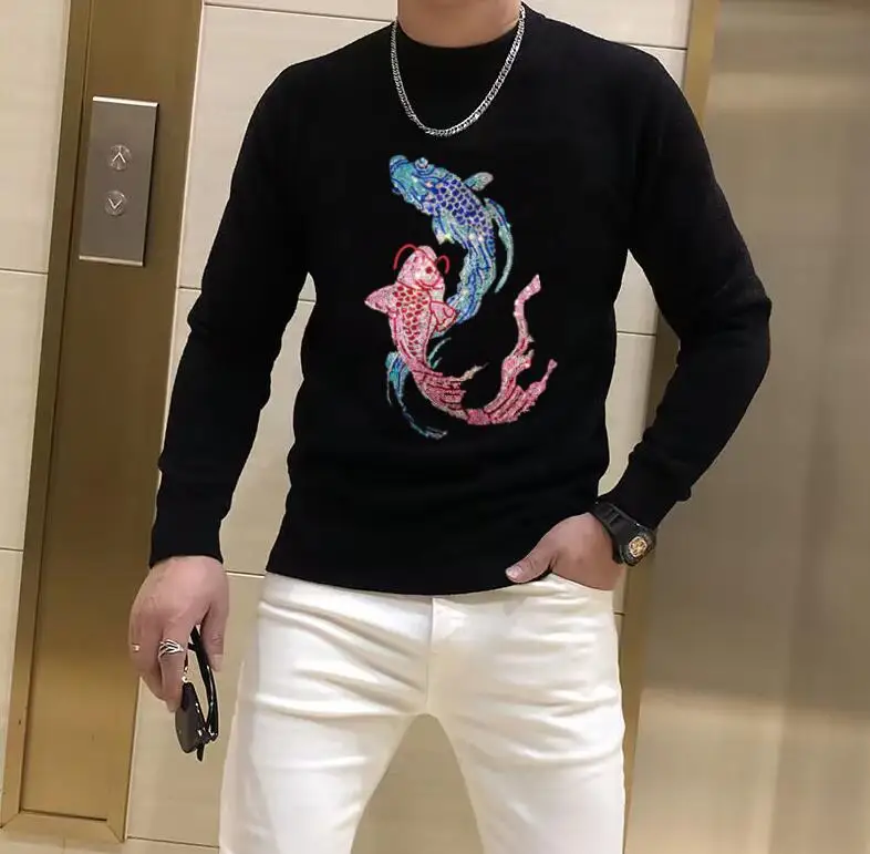 Rhinestones europe style man sweaters Men Fashion Streetwear O Neck long Sleeve Sweater hot sale Cotton M-3X
Rhinestones europe style man sweaters Men Fashion Streetwear O Neck long Sleeve Sweater hot sale Cotton M-3X