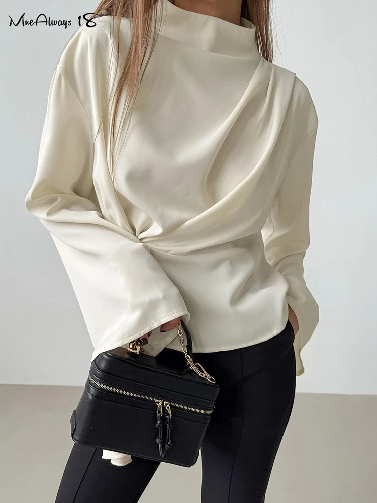 Mnealways18 Elegant Apricot Drape Blouses Stand Collar Chiffon Ruched Women Flare Sleeves Tops Spring 2025 Office Ladies Shirts
Mnealways18 Elegant Apricot Drape Blouses Stand Collar Chiffon Ruched Women Flare Sleeves Tops Spring 2025 Office Ladies Shirts