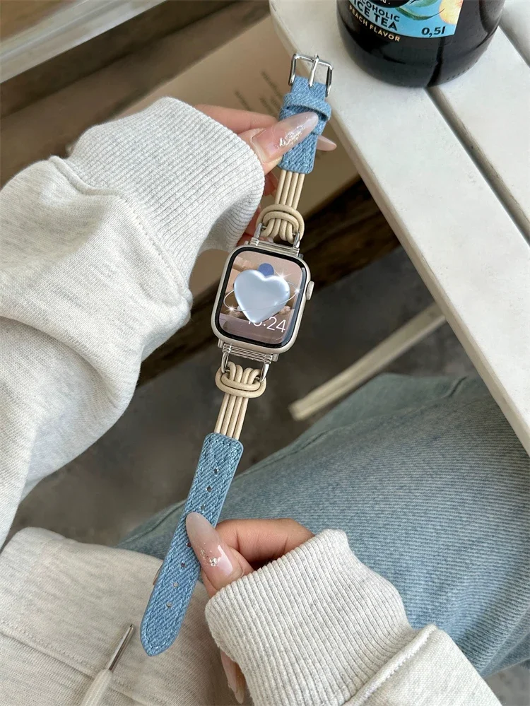Оригинальный женский джинсовый ремешок для iWatch Series 9 8 7 6 5 4 SE, повседневный тонкий ремешок для девочек, для Apple Watch 41 мм 40 мм 45 44 49
Оригинальный женский джинсовый ремешок для iWatch Series 9 8 7 6 5 4 SE, повседневный тонкий ремешок для девочек, для Apple Watch 41 мм 40 мм 45 44 49