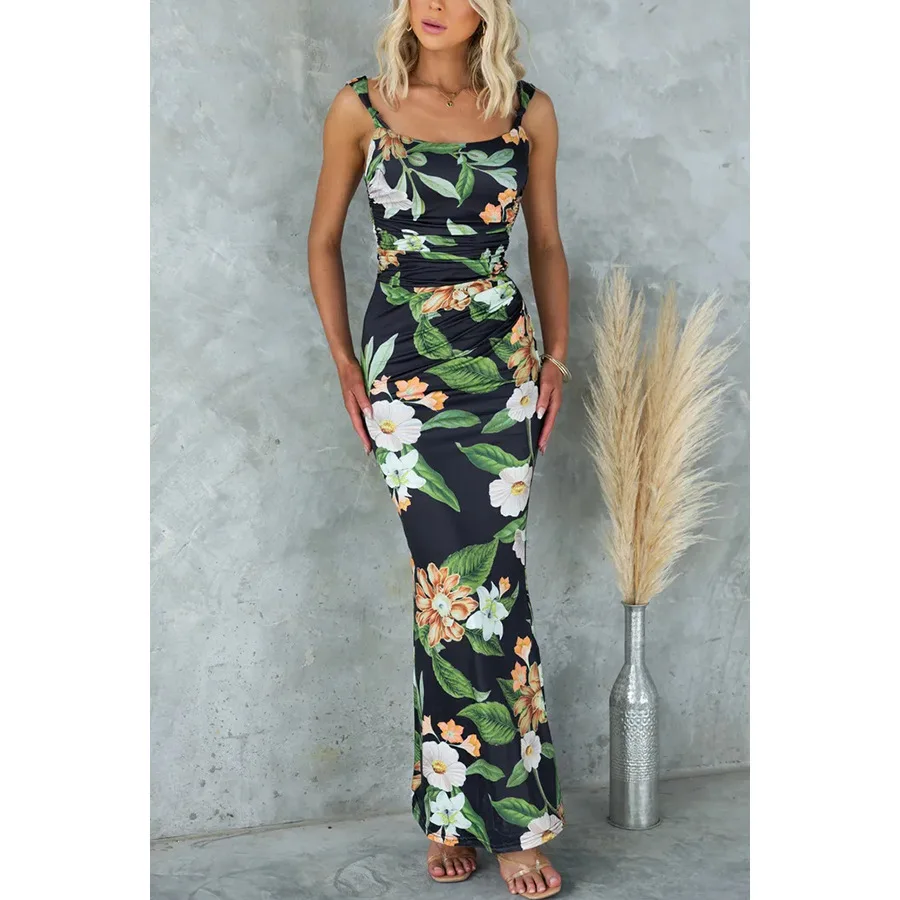 Women Beach Slip Dresses Elegant Floral Prints Stretch Sleeveless Backless Pleated Skinny Casual Holiday Fashion Party
Women Beach Slip Dresses Elegant Floral Prints Stretch Sleeveless Backless Pleated Skinny Casual Holiday Fashion Party