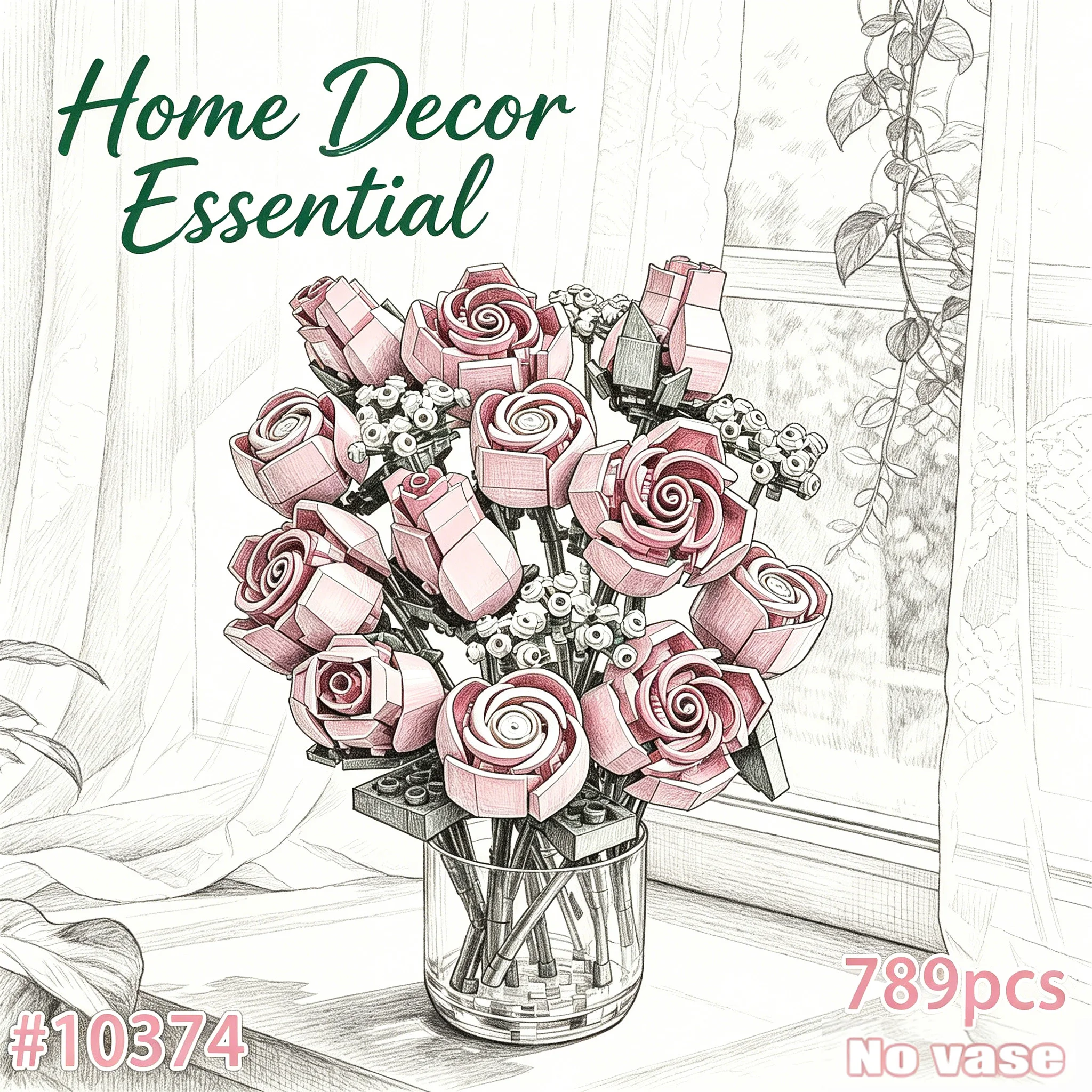 New Bouquet Of Pink Roses Compatible 10374 Construction Home Decor Artificial Flowers Building Blocks Bricks Christmas Gifts Toy
New Bouquet Of Pink Roses Compatible 10374 Construction Home Decor Artificial Flowers Building Blocks Bricks Christmas Gifts Toy