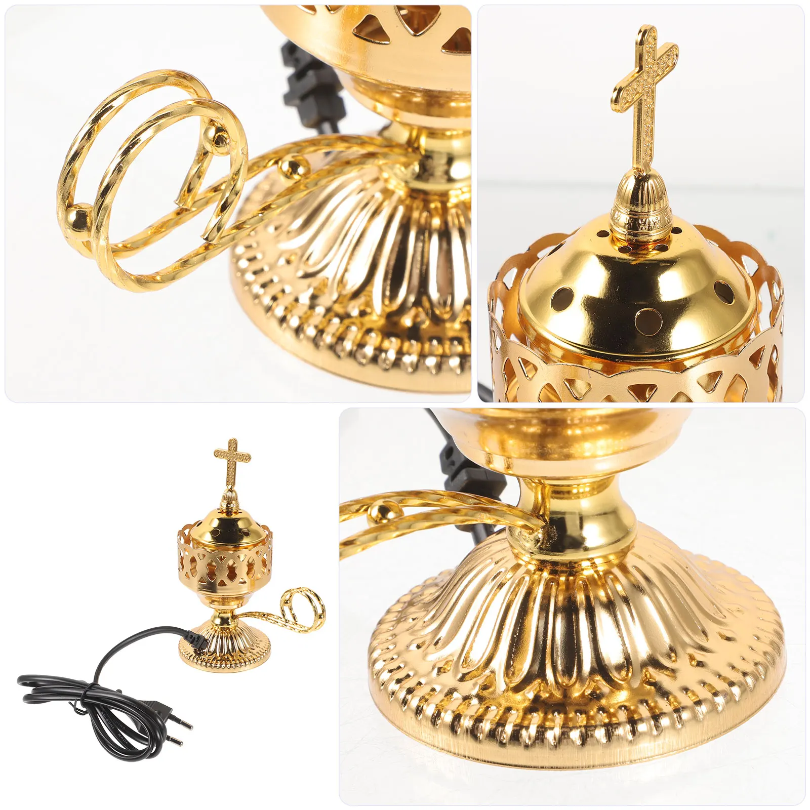 Electric Incense Burner Golden Small Wax Decorations Plug-in Bakhoor Home Living Room Table Metal Craftsmanship Durability
Electric Incense Burner Golden Small Wax Decorations Plug-in Bakhoor Home Living Room Table Metal Craftsmanship Durability