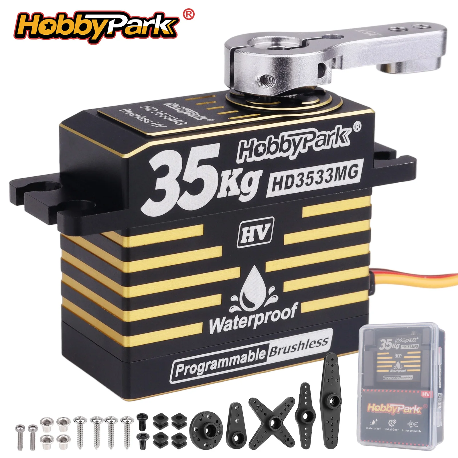 HobbyPark 35kg Waterproof Brushless High Torque Steering Servo for 1/10 RC Crawler TRX4 SCX10 Arrma Truck Slash Rustler
HobbyPark 35kg Waterproof Brushless High Torque Steering Servo for 1/10 RC Crawler TRX4 SCX10 Arrma Truck Slash Rustler