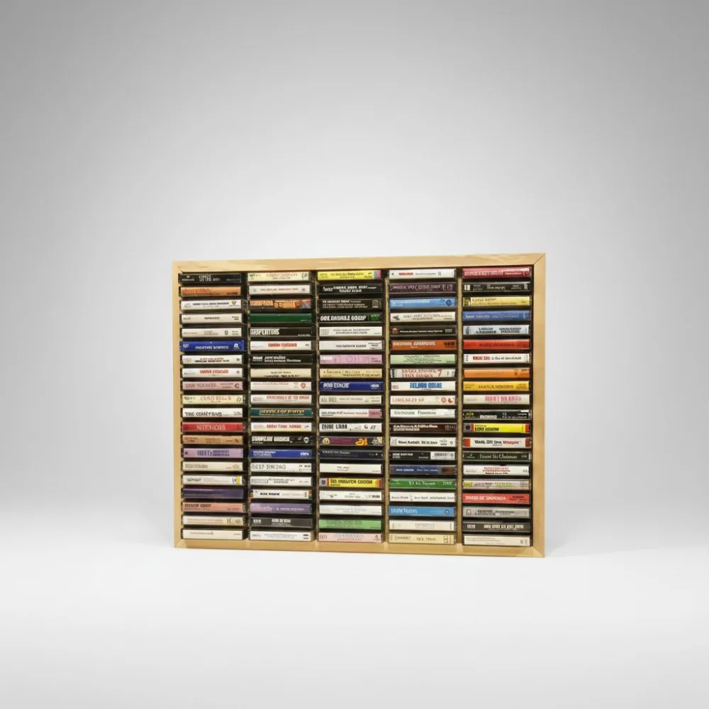 100-Slot Wooden Cassette Storage Rack - Organize Tapes, Stamp Pads & Cards for Home/Office
100-Slot Wooden Cassette Storage Rack - Organize Tapes, Stamp Pads & Cards for Home/Office