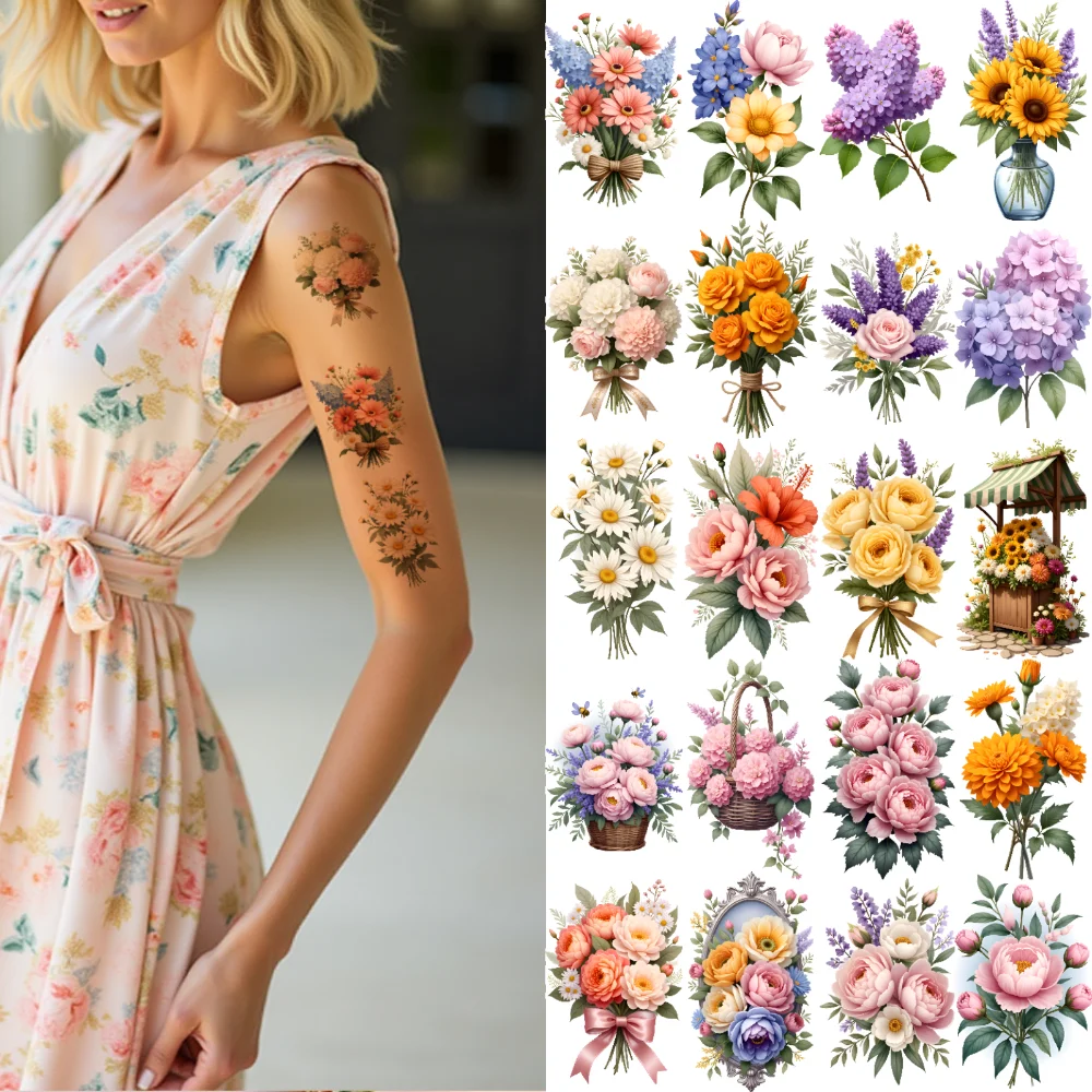 9pcs Temporary Tattoo Vintage Flowers Waterproof Long-lasting Body Stickers Decorative Blossoms Floral Bouquets For Adults
9pcs Temporary Tattoo Vintage Flowers Waterproof Long-lasting Body Stickers Decorative Blossoms Floral Bouquets For Adults